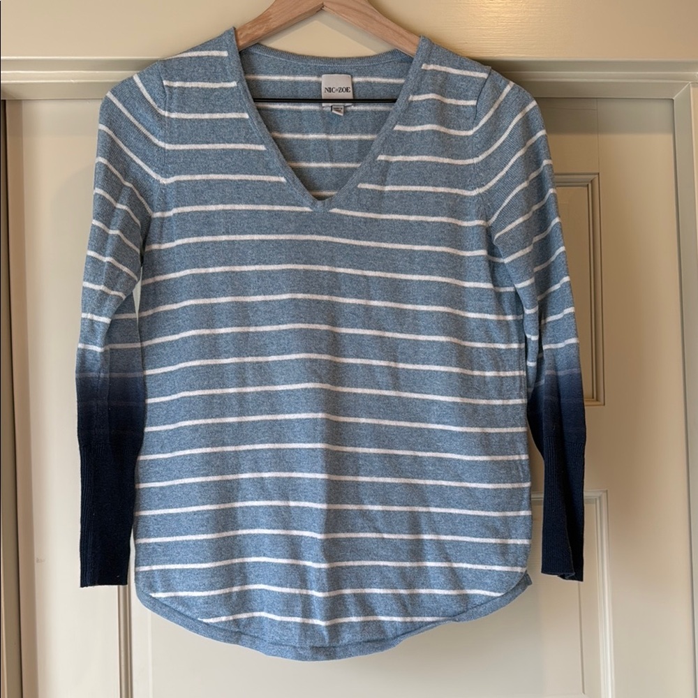NIC+ZOE Blue and White Striped Top